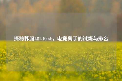 探秘韩服LOL Rank,电竞高手的试炼与排名