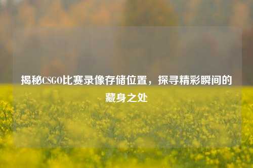 揭秘CSGO比赛录像存储位置,探寻精彩瞬间的藏身之处