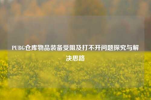 PUBG仓库物品装备受阻及打不开问题探究与解决思路