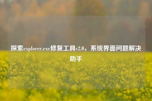 探索explorer.exe修复工具v2.0，系统界面问题解决助手