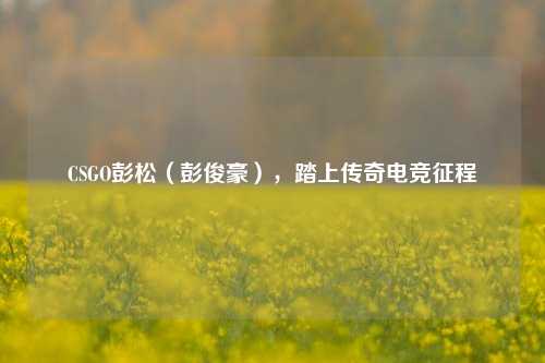 CSGO彭松(彭俊豪),踏上传奇电竞征程