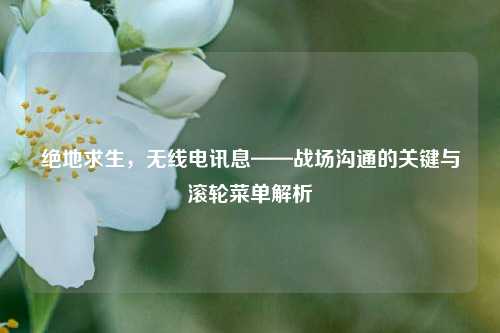 绝地求生,无线电讯息——战场沟通的关键与滚轮菜单解析