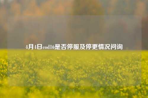4月4日cod16是否停服及停更情况问询