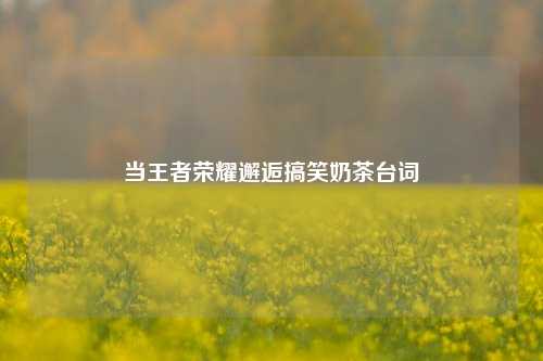 当王者荣耀邂逅搞笑奶茶台词
