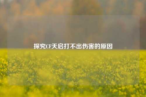 探究CF天启打不出伤害的原因