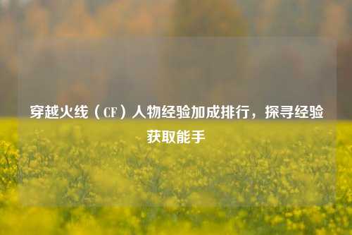 穿越火线（CF）人物经验加成排行，探寻经验获取能手