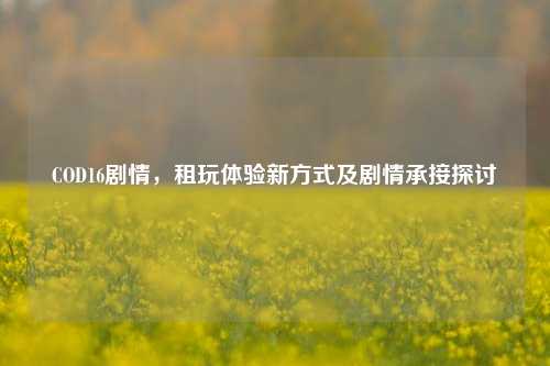 COD16剧情,租玩体验新方式及剧情承接探讨
