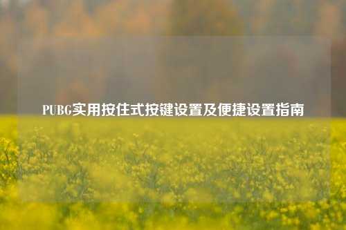 PUBG实用按住式按键设置及便捷设置指南