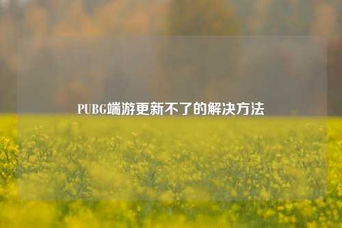 PUBG端游更新不了的解决方法