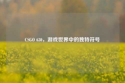 CSGO 630，游戏世界中的独特符号