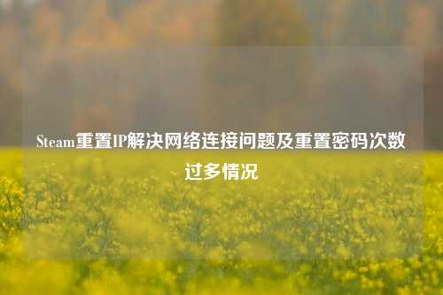 Steam重置IP解决网络连接问题及重置密码次数过多情况