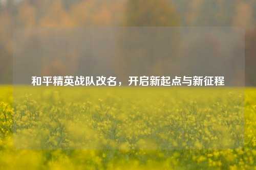 和平精英战队改名，开启新起点与新征程