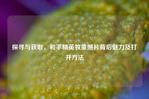 探寻与获取,和平精英牧童照片背后魅力及打开方法