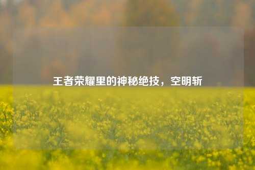 王者荣耀里的神秘绝技,空明斩