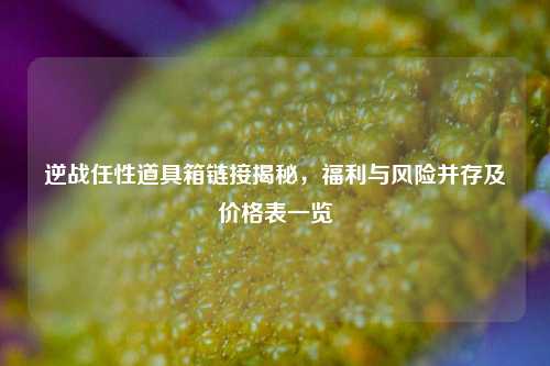 逆战任性道具箱链接揭秘，福利与风险并存及价格表一览