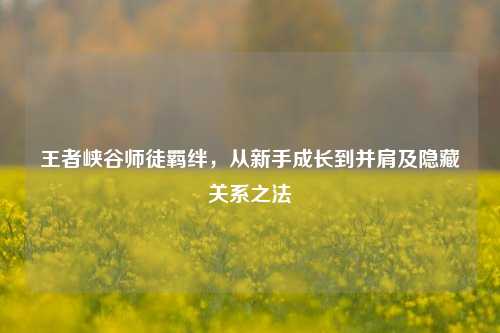 王者峡谷师徒羁绊,从新手成长到并肩及隐藏关系之法