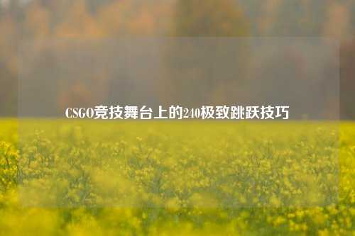 CSGO竞技舞台上的240极致跳跃技巧