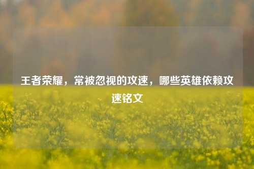 王者荣耀,常被忽视的攻速,哪些英雄依赖攻速铭文