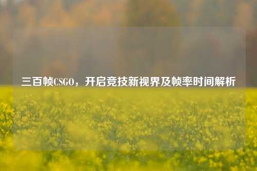 三百帧CSGO，开启竞技新视界及帧率时间解析