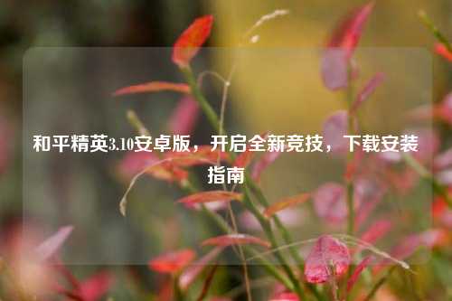和平精英3.10安卓版，开启全新竞技，下载安装指南