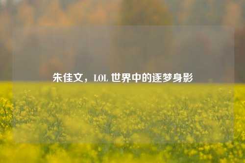 朱佳文，LOL 世界中的逐梦身影