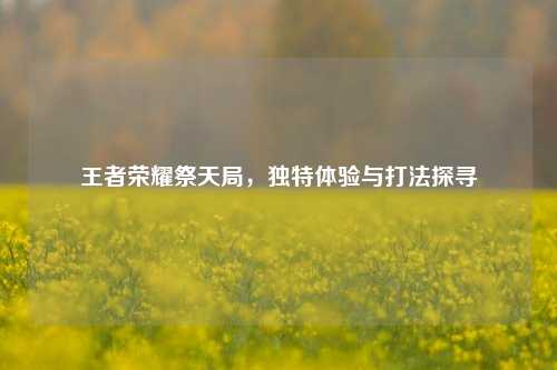 王者荣耀祭天局,独特体验与打法探寻