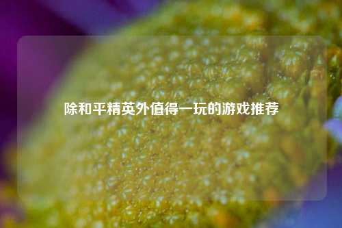 除和平精英外值得一玩的游戏推荐