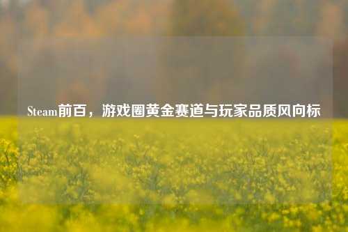 Steam前百,游戏圈黄金赛道与玩家品质风向标