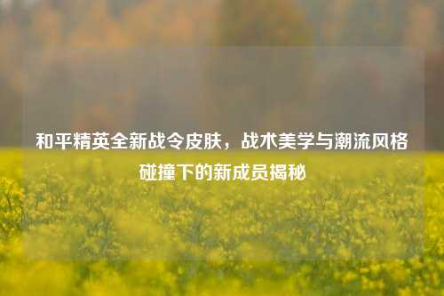 和平精英全新战令皮肤,战术美学与潮流风格碰撞下的新成员揭秘