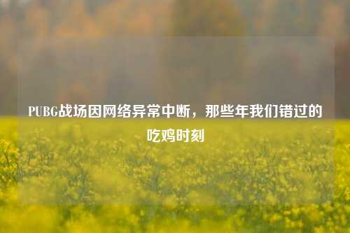 PUBG战场因网络异常中断,那些年我们错过的吃鸡时刻