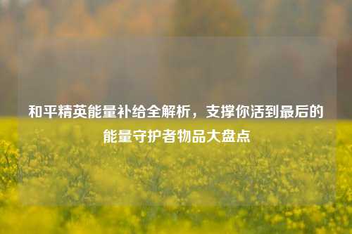 和平精英能量补给全解析，支撑你活到最后的能量守护者物品大盘点